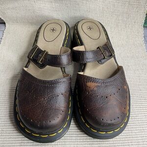 Vintage Dr Martens 3B03 Y2K Women's Brown Leather Mary Jane Clogs Size 8